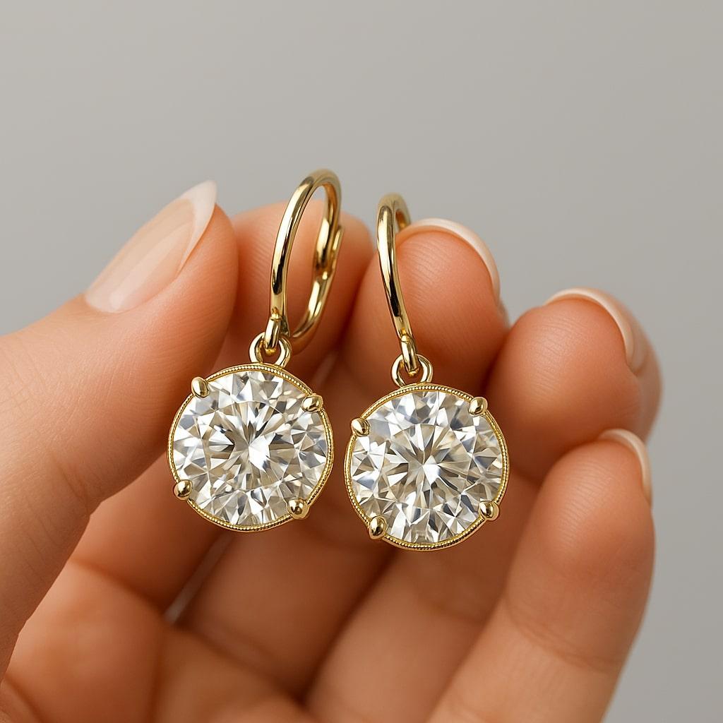 Bold Elegance - Boucles d'oreilles pendantes en or jaune 14K à taille coussin Neuf - En vente à Los Angeles, CA
