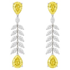 Boucles d'oreilles goutte à goutte en or jaune 14K et diamants de Luxe Lemon