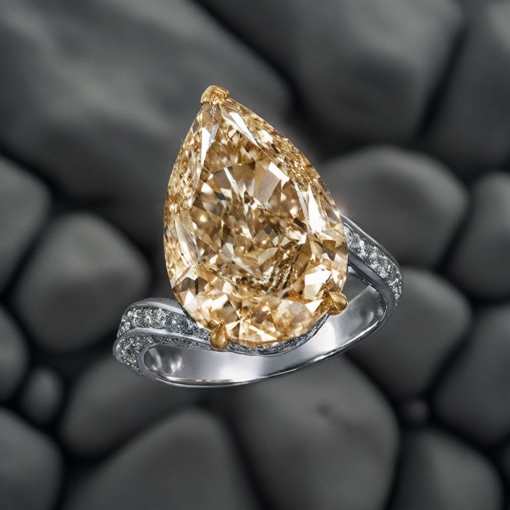 in vendita:  Anello con diamante ovale in oro giallo 18 carati con corona di citrino 4