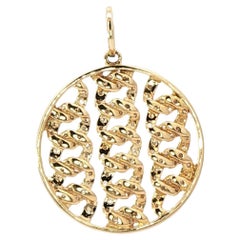 Collier avec pendentif médaillon en or jaune 14K et chaîne ajourée