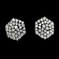 Pendientes florales de oro blanco con diamante radiante de 14 quilates (o 18 quilates bajo pedido)
