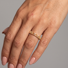 Diamond Crown Inspired 14K (or 18k upon request) Gold Beaded Band Ring