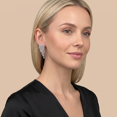 Multi Row White Square 14K (or 18k upon request) Diamond Dangling Earrings