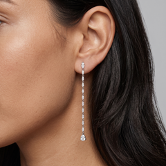 Pear Shape Diamond 14K (or 18k upon request) White Gold Drop Earrings