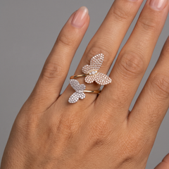 Butterfly Bloom 18K Yellow Gold Dual Tone Ring