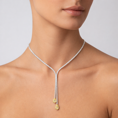 Golden Dewdrop 18K Yellow Gold Diamond Lariat Necklace