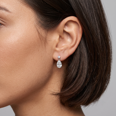Pear Shaped 18K White Gold Diamond Drop Earrings
