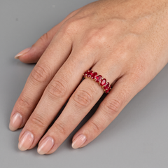 Oval Ruby 14K (or 18k upon request) Yellow Gold Eternity Band Ring