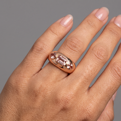 Tri-Stone Morganite 14K (or 18k upon request) Rose Gold Statement Ring