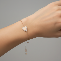 Diamond Heart Charm 14K (or 18k upon request) Gold Chain Bracelet
