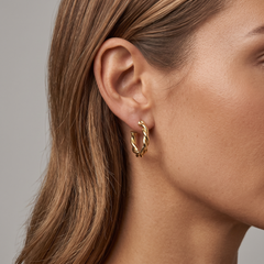 Braided Twisted 14K (or 18k upon request) Yellow Gold Hoop Earrings