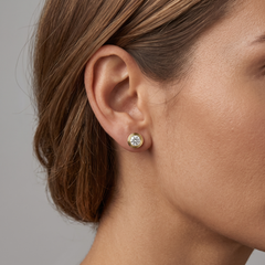 Bezel Set 18K Yellow Gold Round Brilliant Stud Earrings