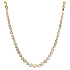 Round Brilliant Diamond 14K (18K Custom) Yellow Gold Tennis Necklace