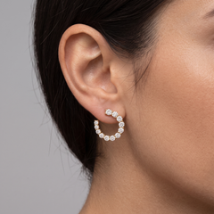 Golden Charm Diamond 14K (or 18k upon request) Yellow Gold Hoops Earrings