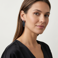 Blue & Pink Sapphire Emerald Diamond 14K Gold Hoop Earrings