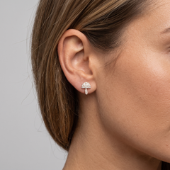 Mushroom Pave 14K (or 18k upon request) Yellow Gold Diamond Stud Earrings