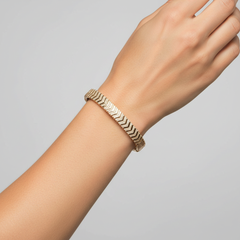 Heart Interior 14K (or 18k upon request) Yellow Gold Chevron Bangle Bracelet