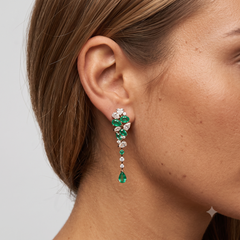 2.87ct Emerald & Diamond 14K Yellow Gold Dangle Drop Earrings