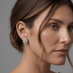 Sunflower Inspired Fancy Yellow Diamond Earrings