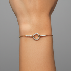 Circle Link Diamond 14K (oder 18k auf Anfrage) Gelbgold-Armband