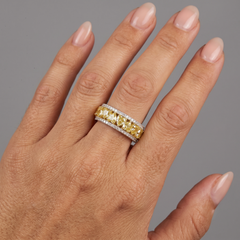 Canary 14K (18K Custom) Yellow Gold Diamond Double Row Eternity Band Ring