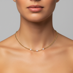 Baguette Radiant Diamond 14K (or 18k upon request) Yellow Gold Link Necklace