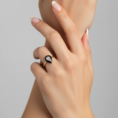 Eternal Black 14K (or 18k upon request) Yellow Gold Enamel Shine Ring