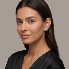 Bee Wing 14K (or 18k upon request) Yellow Gold Turquoise Diamond Earrings