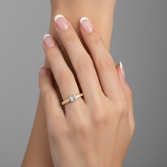 Square Baguette 14K (or 18k upon request) Yellow Gold Diamond Ring