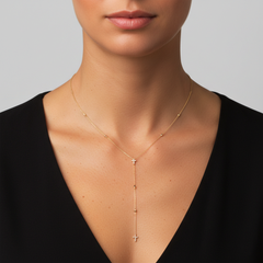 Collana Eleg con croce di diamanti in oro giallo 14K (o 18k su richiesta)