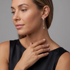 Cascade Charm 14K (or 18k upon request) White Gold Diamond Dangle Chain Earrings