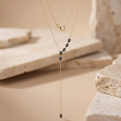 Brilliance Weave 14K (or 18k upon request) Yellow Gold Diamond Lariat Necklace