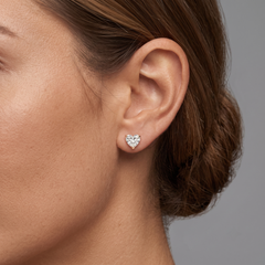 Petite Heart 14K (or 18k upon request) Yellow Gold Diamond Stud Earrings