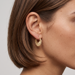 Celestial Etched 14K (or 18k upon request) Yellow Gold Starburst Hoop Earrings