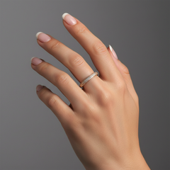 Elegant Band 14K (or 18k upon request) Yellow Gold Pave Black Enamel Ring