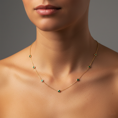 Diamond Exquisite 14K (or 18k upon request) Yellow Gold Station Necklace
