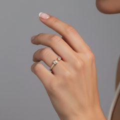 Pink Enamel Open 14K (or 18k upon request) Yellow Gold Diamond Ring