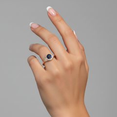 Gemstone Blue 14K (or 18k upon request) Yellow Gold Sapphire Signet Ring