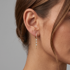 Lustre Flow 14K (or 18k upon request) Yellow Gold Diamond Dangle Hoop Earrings