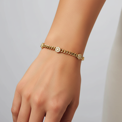 Golden Garden 14K (or 18k upon request) Gold Flower Cluster Link Bracelet