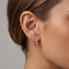 Bubble Bezel Diamond 14K (or 18k upon request) Yellow Gold Huggie Hoop Earrings