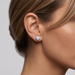 Heart Delicate 14K (or 18k upon request) Yellow Gold Diamond Stud Earrings