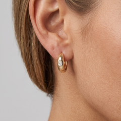 0.48ct Pear Diamond 14K Yellow Gold Huggie Earrings