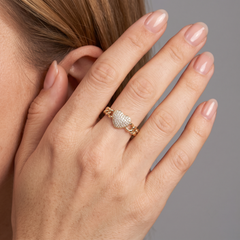 Heart Ring 14K (or 18k upon request) Yellow Gold Pave Diamond Ring