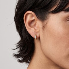 Emerald Cut Solitaire 14K (or 18k upon request) Yellow Gold Huggie Earrings