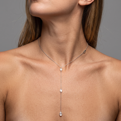 Dainty Marquise 14K (or 18k upon request) Yellow Gold Lariat Necklace