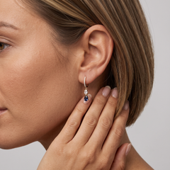Midnight Sapphire 14K (or 18k upon request) Yellow Gold Drop Earrings