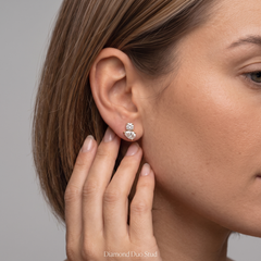 Duo Pear Round 14K (or 18k upon request) Yellow Gold Diamond Stud Earrings