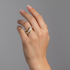 Infinity Twist Diamond 14K (or 18k upon request) Yellow Gold Band Ring