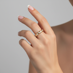 Bezel Set Pear 14K (or 18k upon request) Yellow Gold Diamond Eternity Band Ring